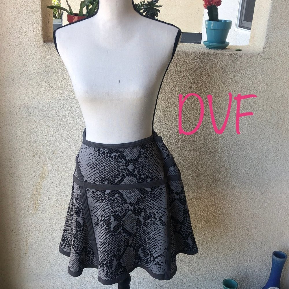 DVF Snake Print Fit and Flare Mini Skirt